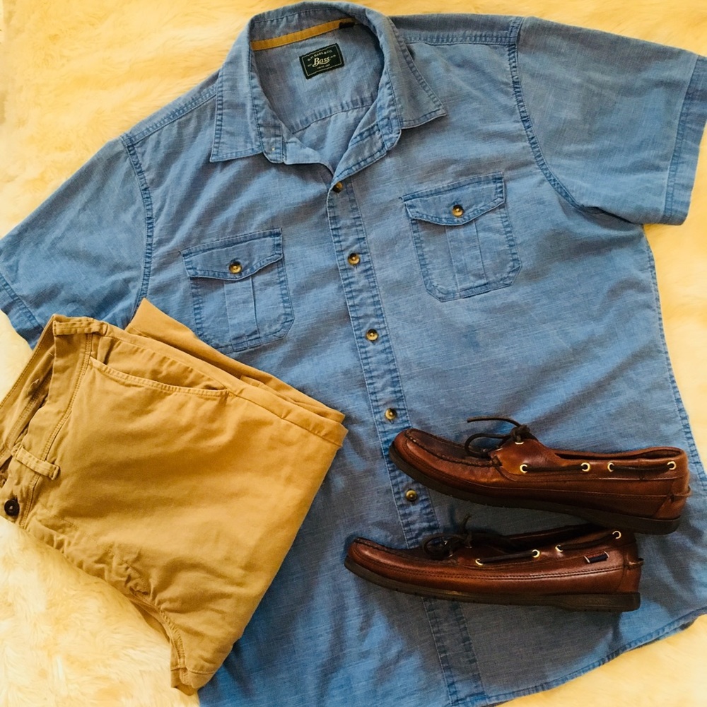 Men’s bass pro button down jean shirt